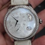 流當手錶拍賣 原裝 Glashütte 格拉蘇蒂 偏心月相 月之神 貝殼鑽面 鑽圈 自動 女錶 盒單